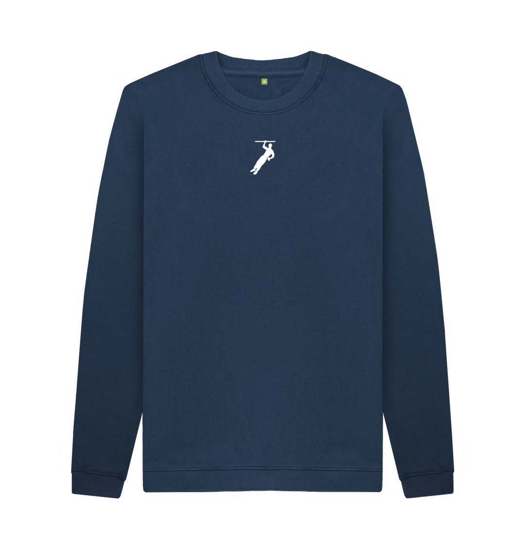 Navy Blue Crew Kneck Sweater with white printed logo