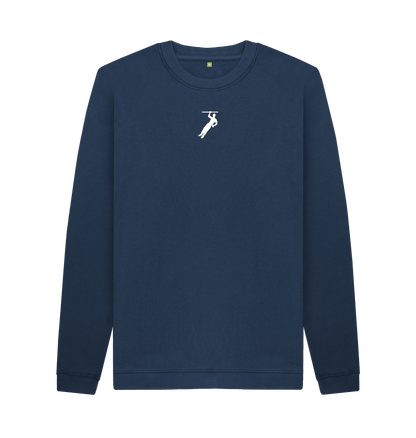 Navy Blue Crew Kneck Sweater with white printed logo