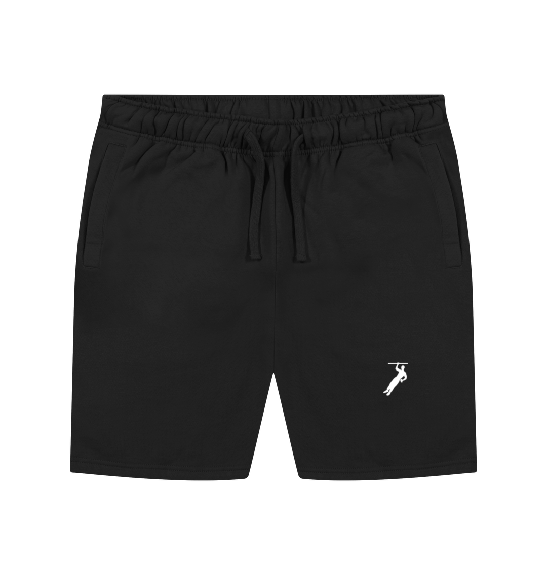 Black Men's Black Shorts with white printed logo