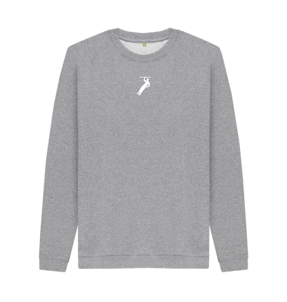 Light Heather Crew Kneck Sweater with white printed logo