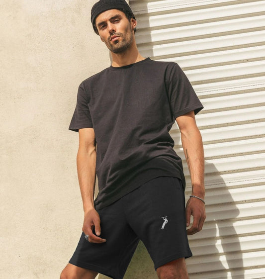 Men's Black Shorts with white printed logo