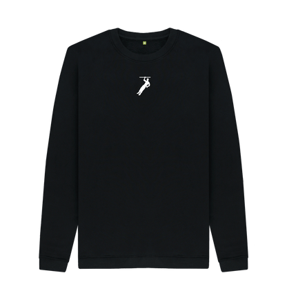 Black Crew Kneck Sweater with white printed logo